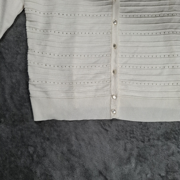 Spense light sweater women size XL color Ivory buttons front 3/4 sleeves New - Picture 4 of 9